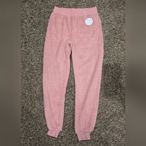 Lacey Chabert Women's Marshmallow Chenille Cozy Jogger Pant Pink XS NWT